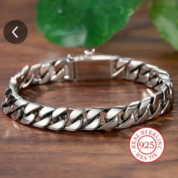 .925 Sterling Silver Chunky Chain Link Bracelet Unisex - Picture 2 of 3